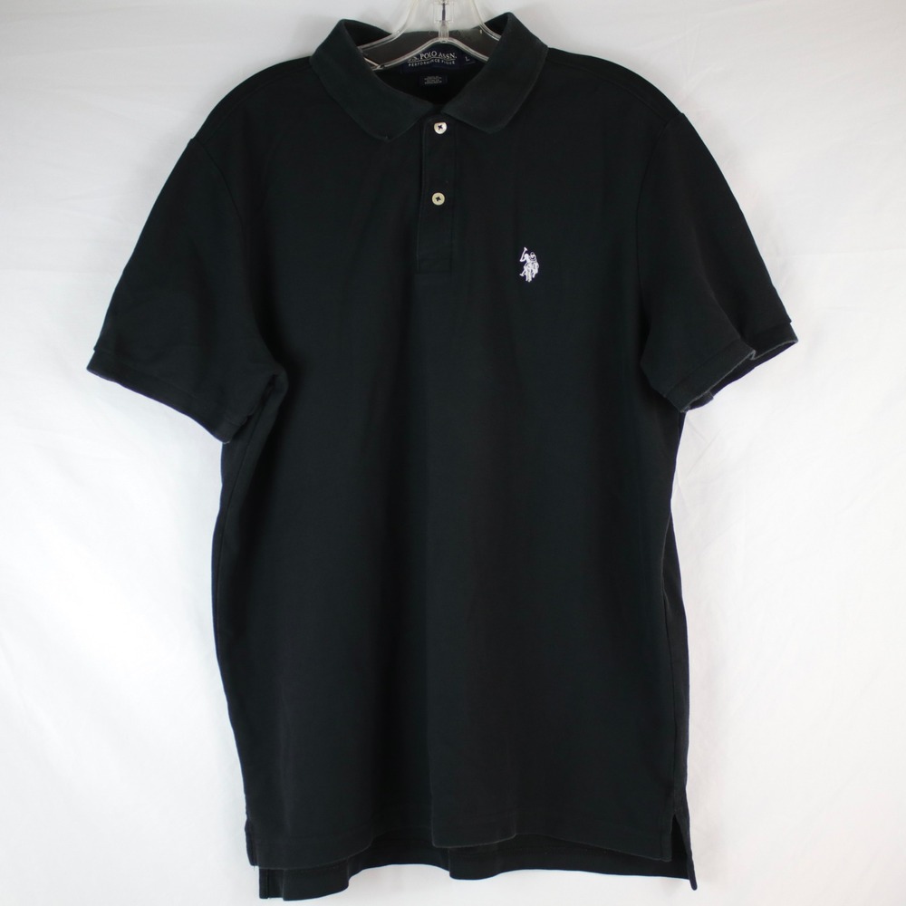 U.S. Polo Assn. Black Performance Pique Short Sleeve‎ Polo Shirt Men's Size L